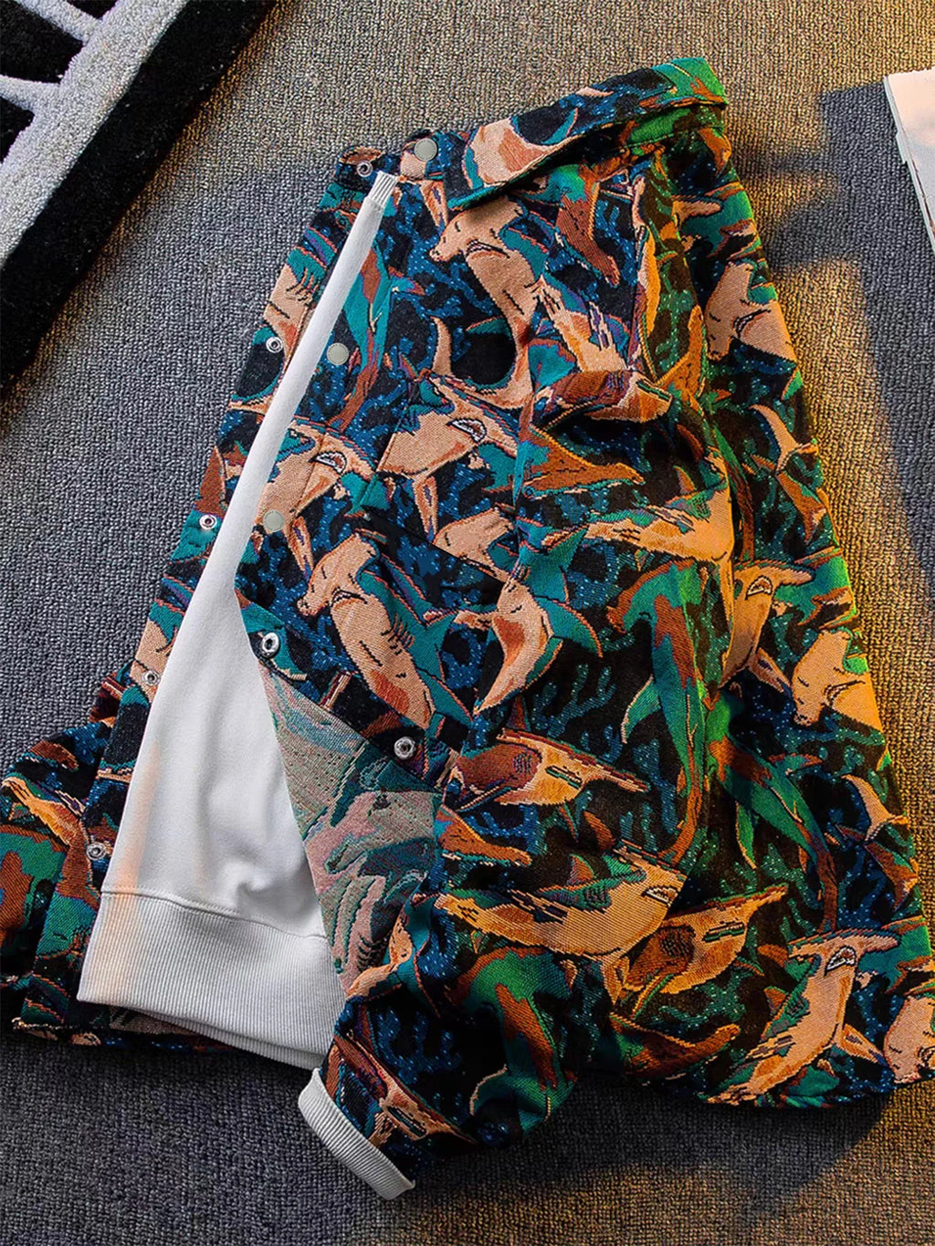 Men's autumn painted ethnic style woven jacquard shirt jacket top men's trendy ruffian handsome casual jacket