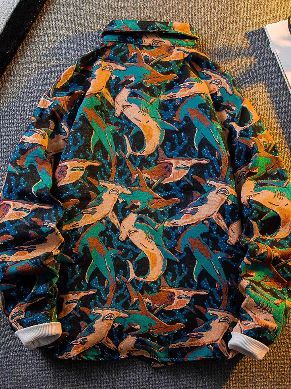 Men's autumn painted ethnic style woven jacquard shirt jacket top men's trendy ruffian handsome casual jacket