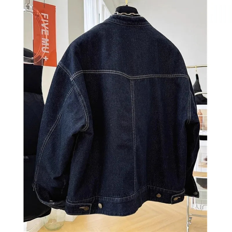 Casual Cotton Denim Jacket Women Parkas Autumn Winter New Single-Breasted Short Padded Jeans Coat Female Loose Outerwear T882